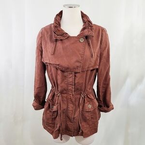 Anthropologie Cartonnier Safari Influential Anorak Jacket rust brown size 10